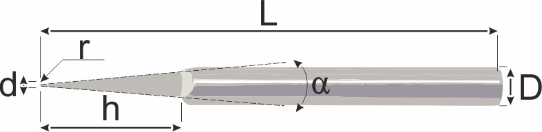 Радиусный гравер с хвостовиком 6мм, фреза с радиусом 0.5, 0.8. Угол 15, 20, 30 градусов. Модель Engrav-15R05/6. 